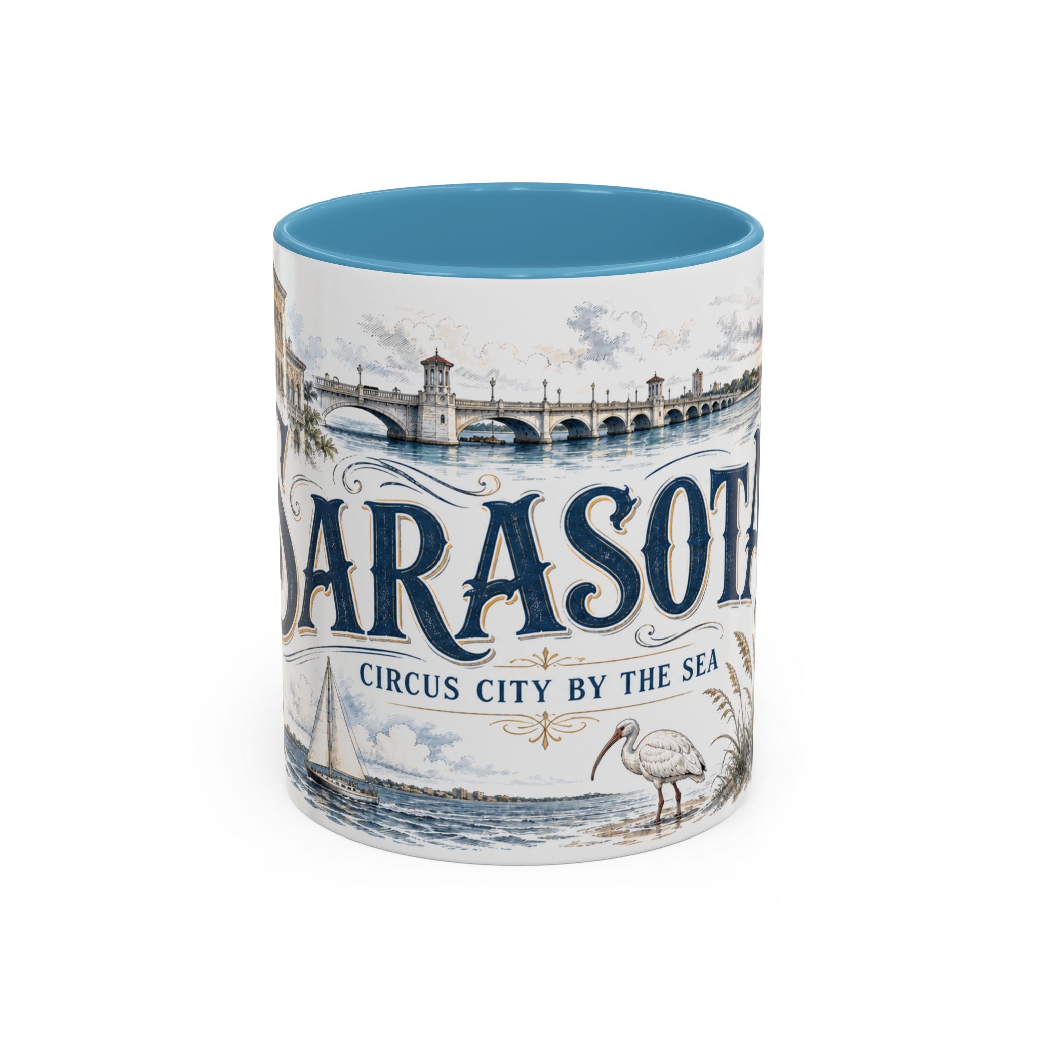 Sarasota Coffee Mug | United States Travel Souvenir | Vintage Illustrated City Gift | 11 oz 15 oz Accent Mug