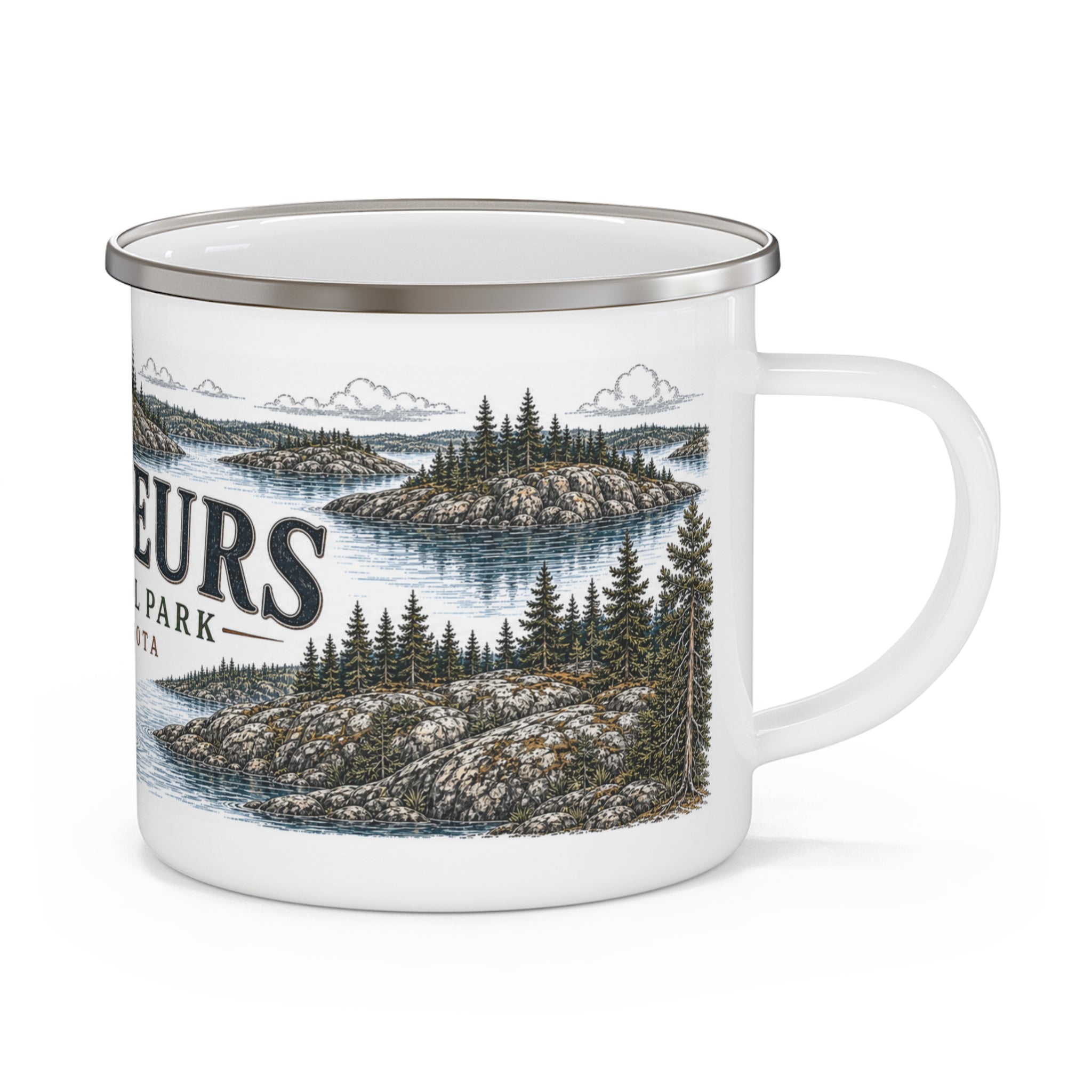 Voyageurs National Park Vintage Enamel Camping Mug | 12oz National Park Hiking Gift