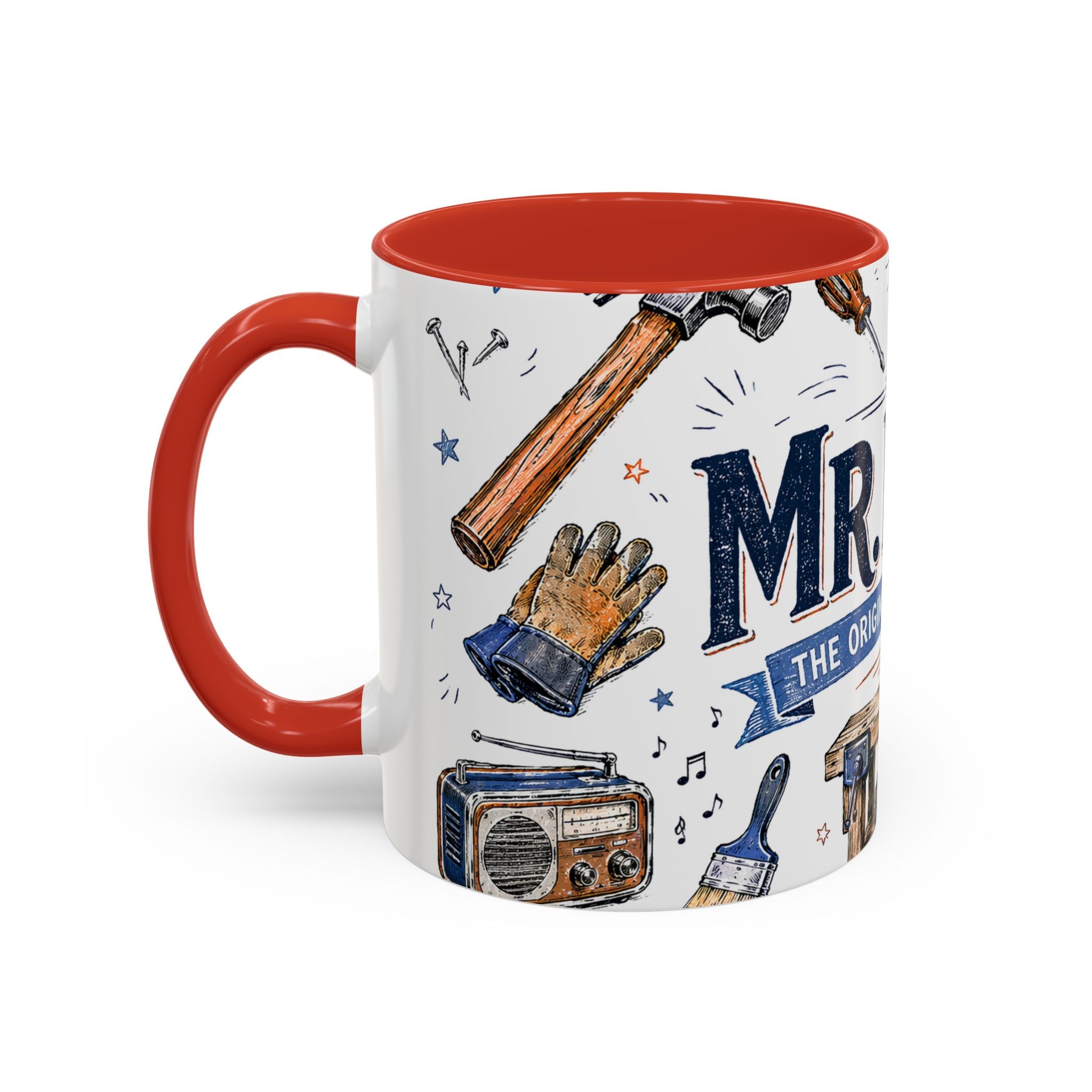 Mr Fix It Coffee Mug | Father's Day Gift for Dad | Accent Color Ceramic 11oz 15oz