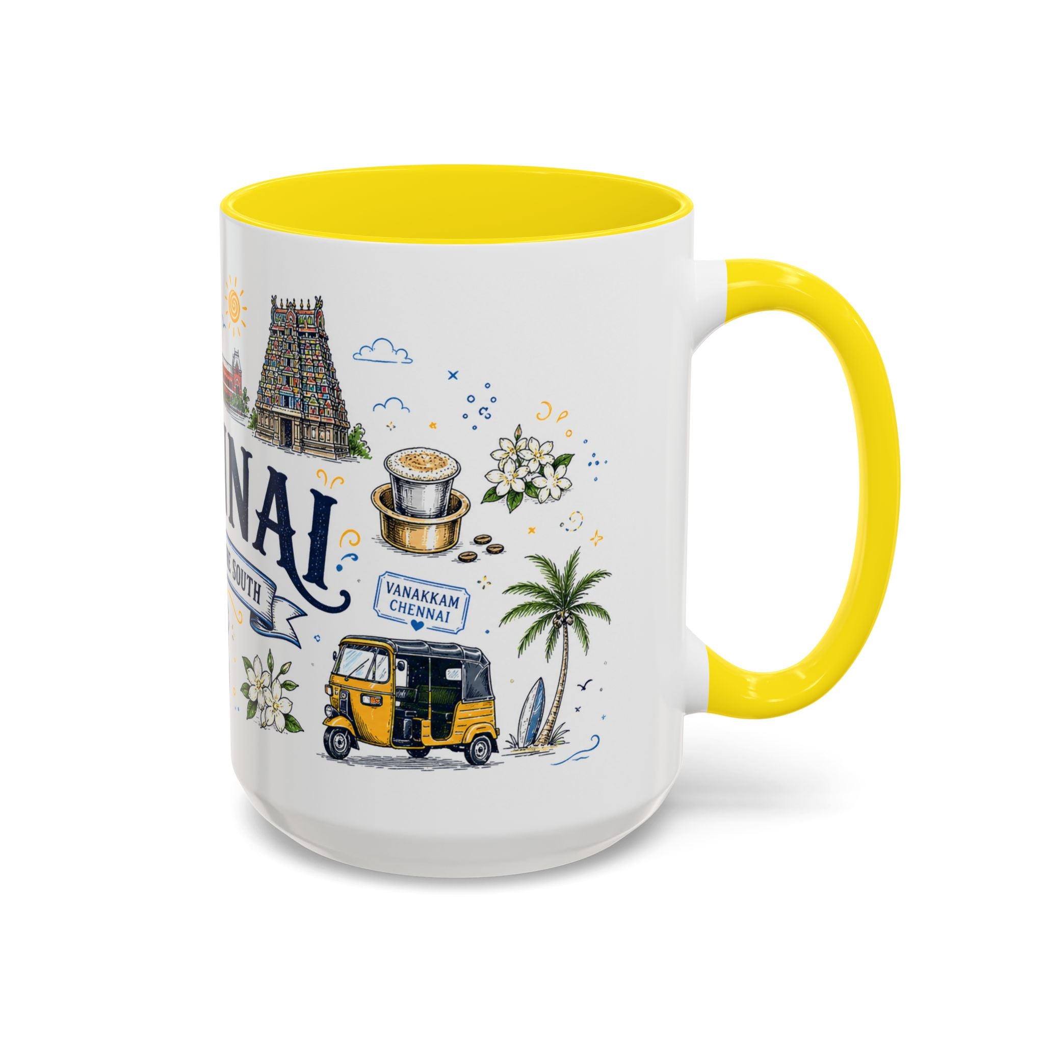 Chennai Coffee Mug | India Souvenir Travel Gift | Accent Color Ceramic 11oz 15oz