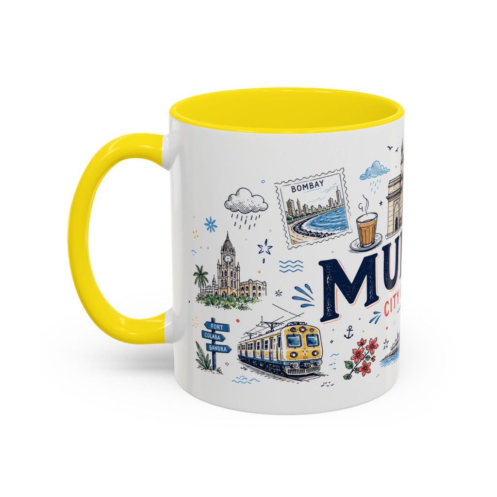 Mumbai Coffee Mug | India Souvenir Travel Gift | Accent Color Ceramic 11oz 15oz