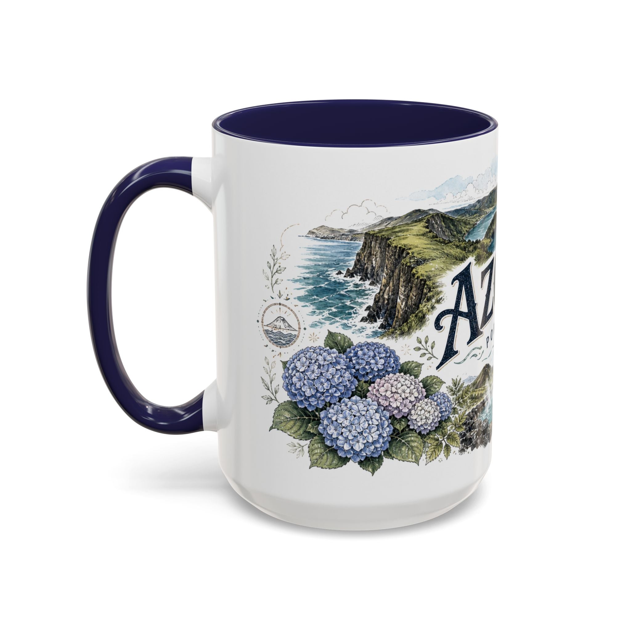 Azores Mug, Portugal Travel Souvenir, Bucket List Gift, Accent Ceramic Coffee Mug 11oz 15oz