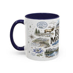 Rocky Mountain Coffee Mug | National Park Hiking Camping Gift | Accent Color Ceramic 11oz 15oz