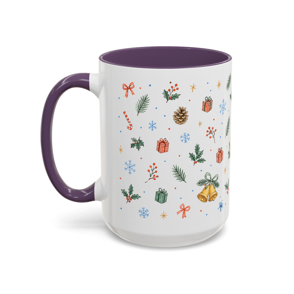 Christmas Candle Mug | Holly Wreath Watercolor Holiday Gift | Accent Cup 11oz 15oz