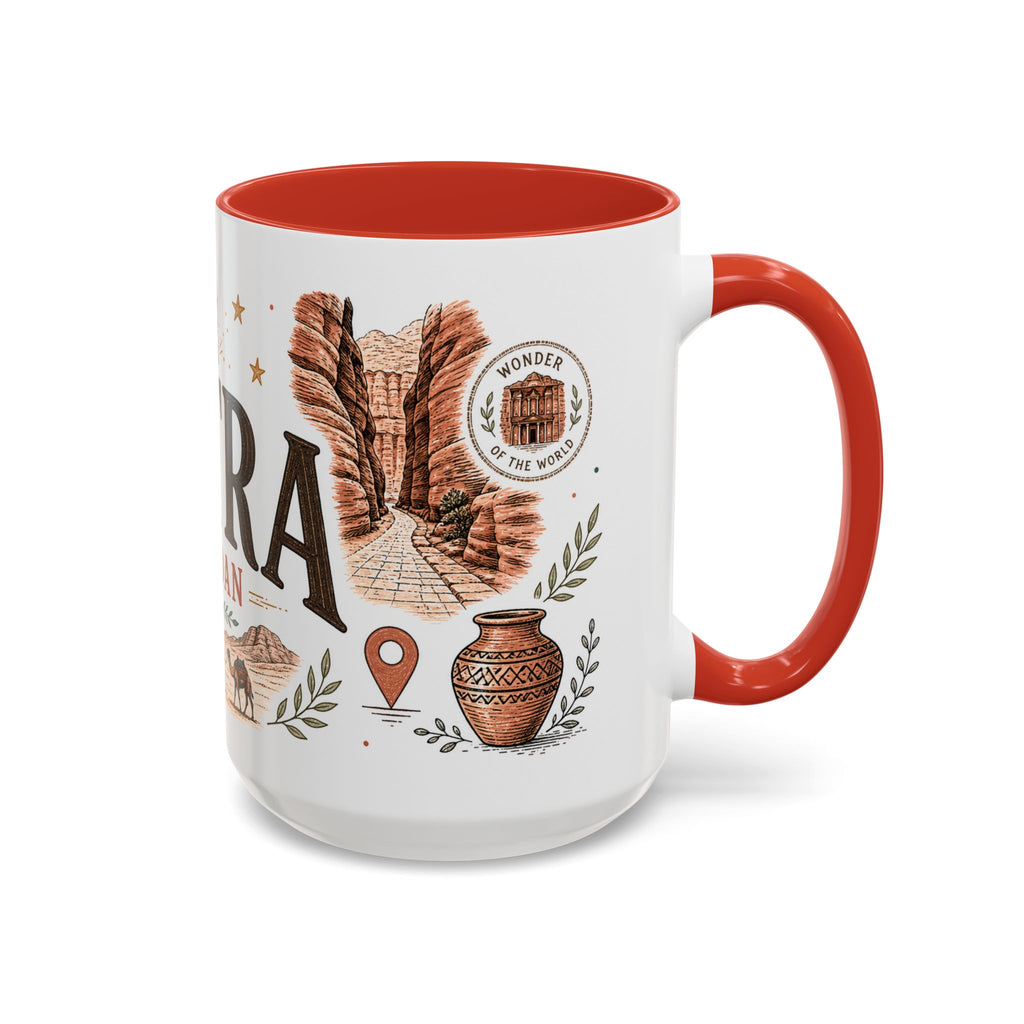 Petra Coffee Mug | Travel Destination Souvenir Gift | Accent Color Ceramic 11oz 15oz