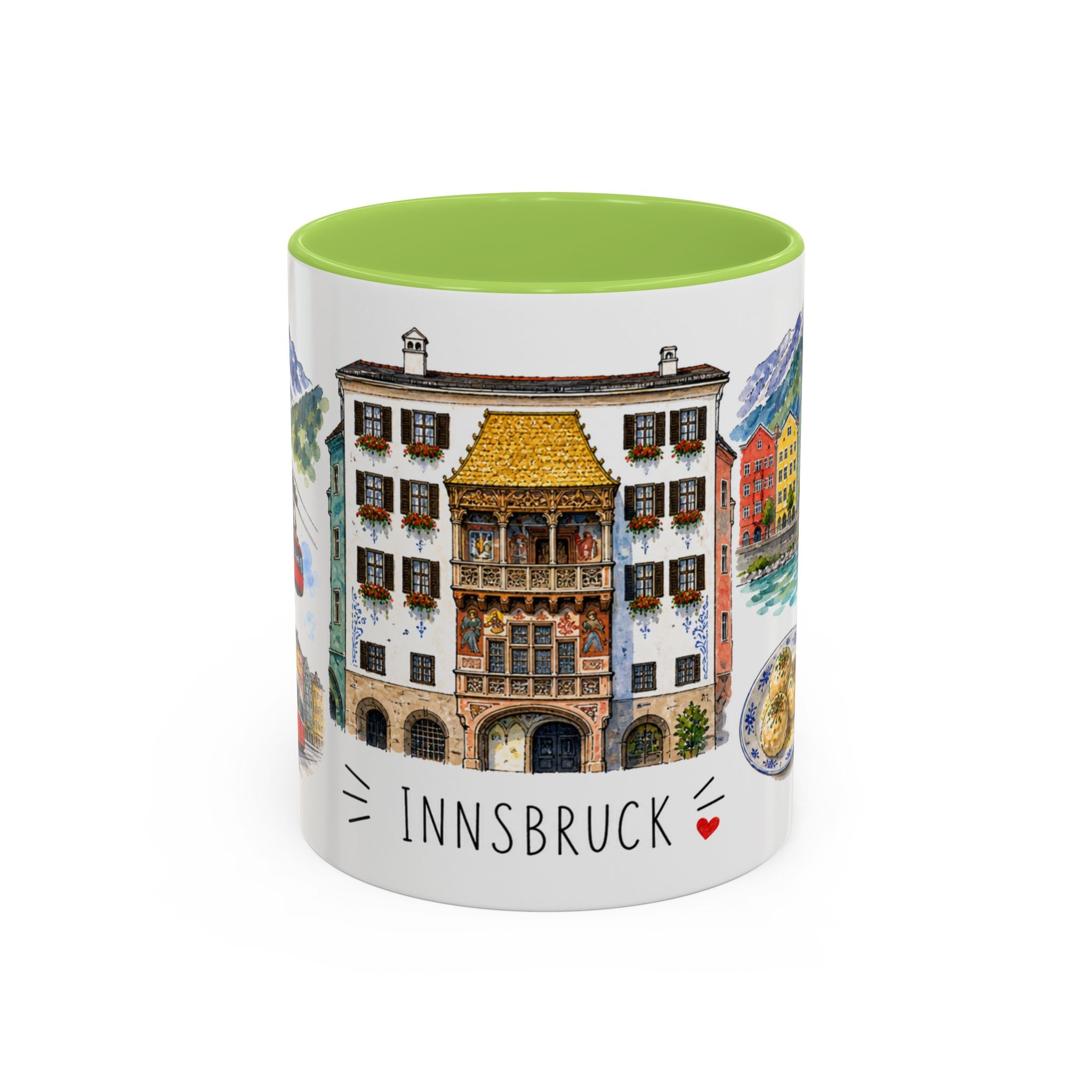 Innsbruck Illustrated Travel Mug | City Souvenir Accent Coffee Mug | 11oz 15oz Ceramic Cup