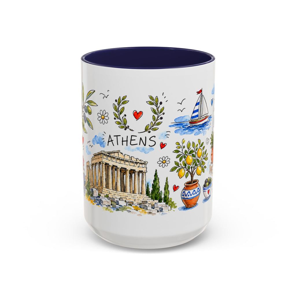 Athens Travel Mug | European City Souvenir Accent Coffee Mug | 11oz 15oz Ceramic Cup