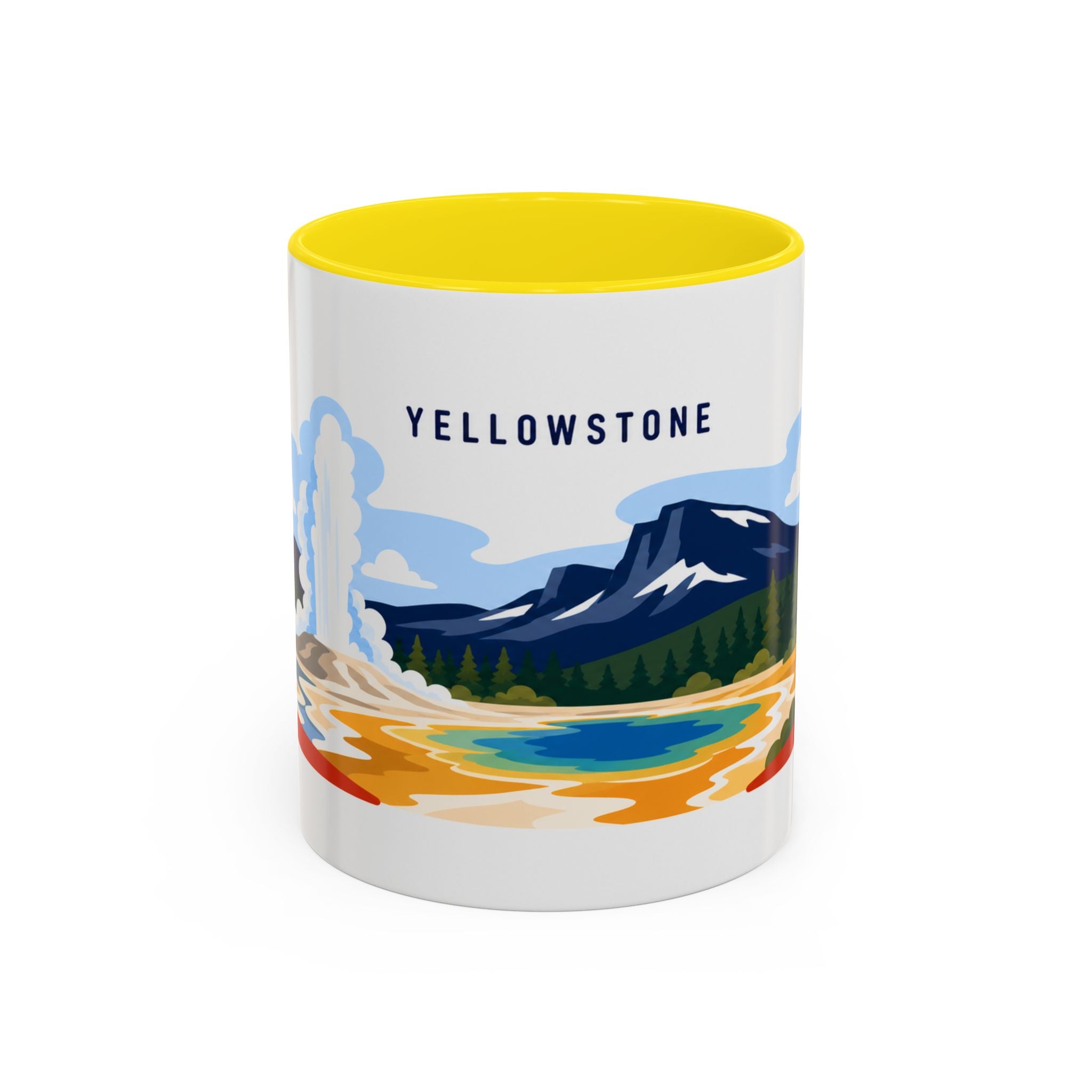 Yellowstone Coffee Mug | Travel Destination Souvenir Gift | Accent Color Ceramic 11oz 15oz