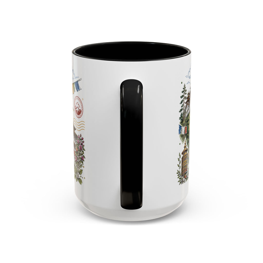 Bhutan Valleys Coffee Mug | Travel Destination Souvenir Gift | Accent Color Ceramic 11oz 15oz