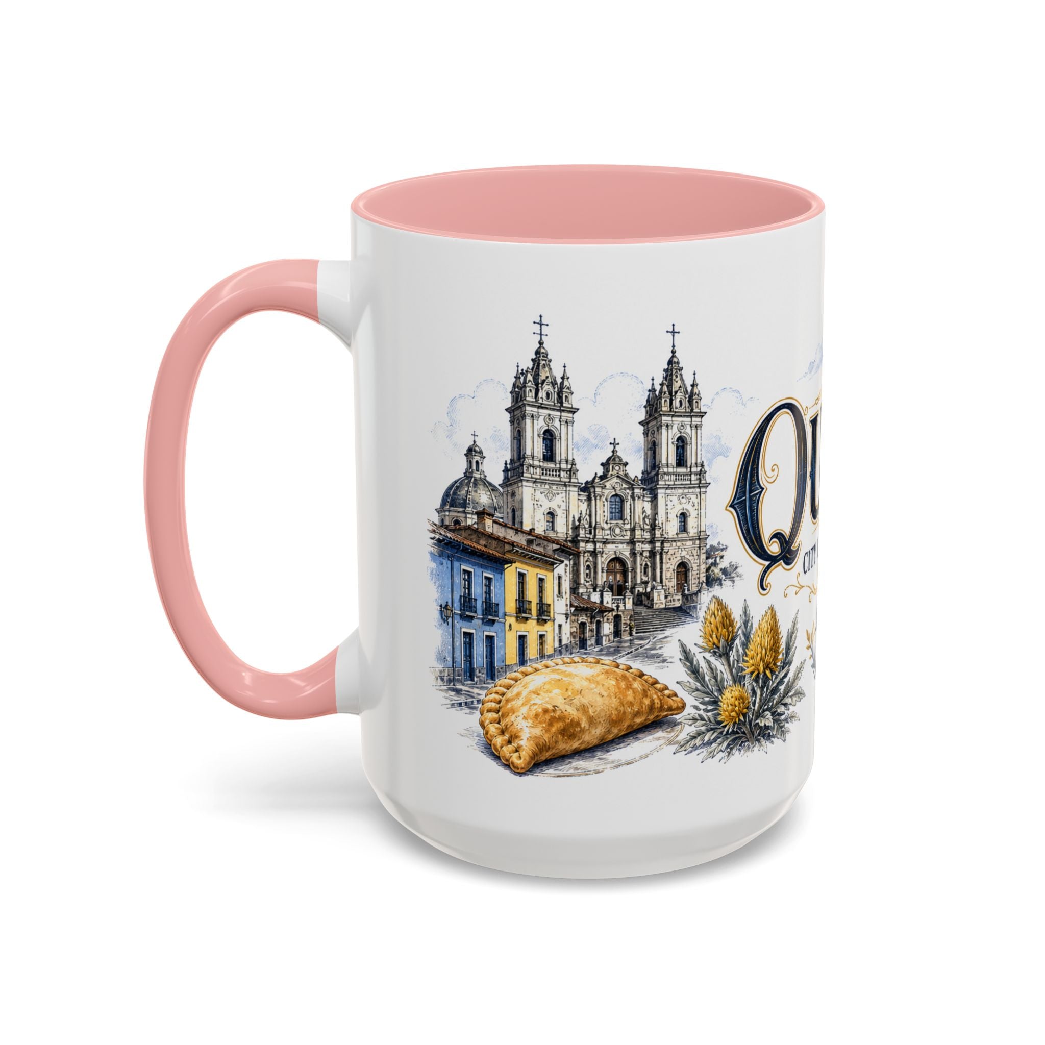 Quito Coffee Mug | Ecuador Travel Souvenir | Vintage Illustrated City Gift | 11 oz 15 oz Accent Mug