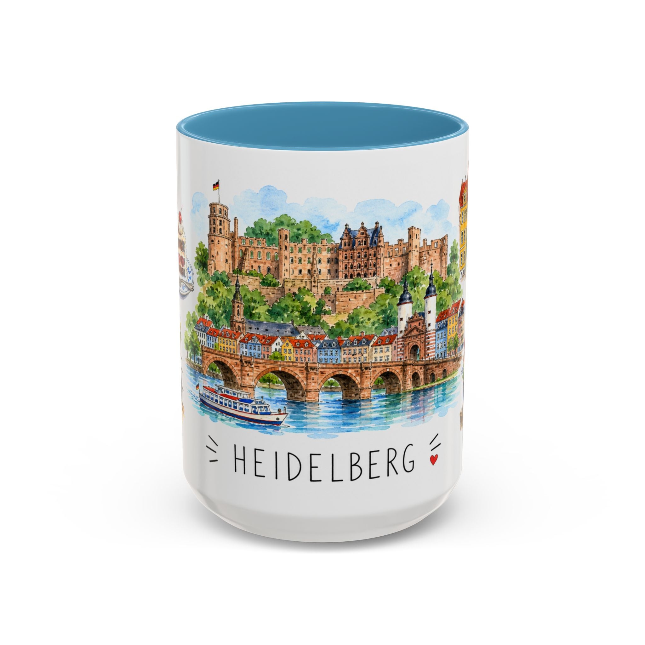 Heidelberg Illustrated Travel Mug | City Souvenir Accent Coffee Mug | 11oz 15oz Ceramic Cup