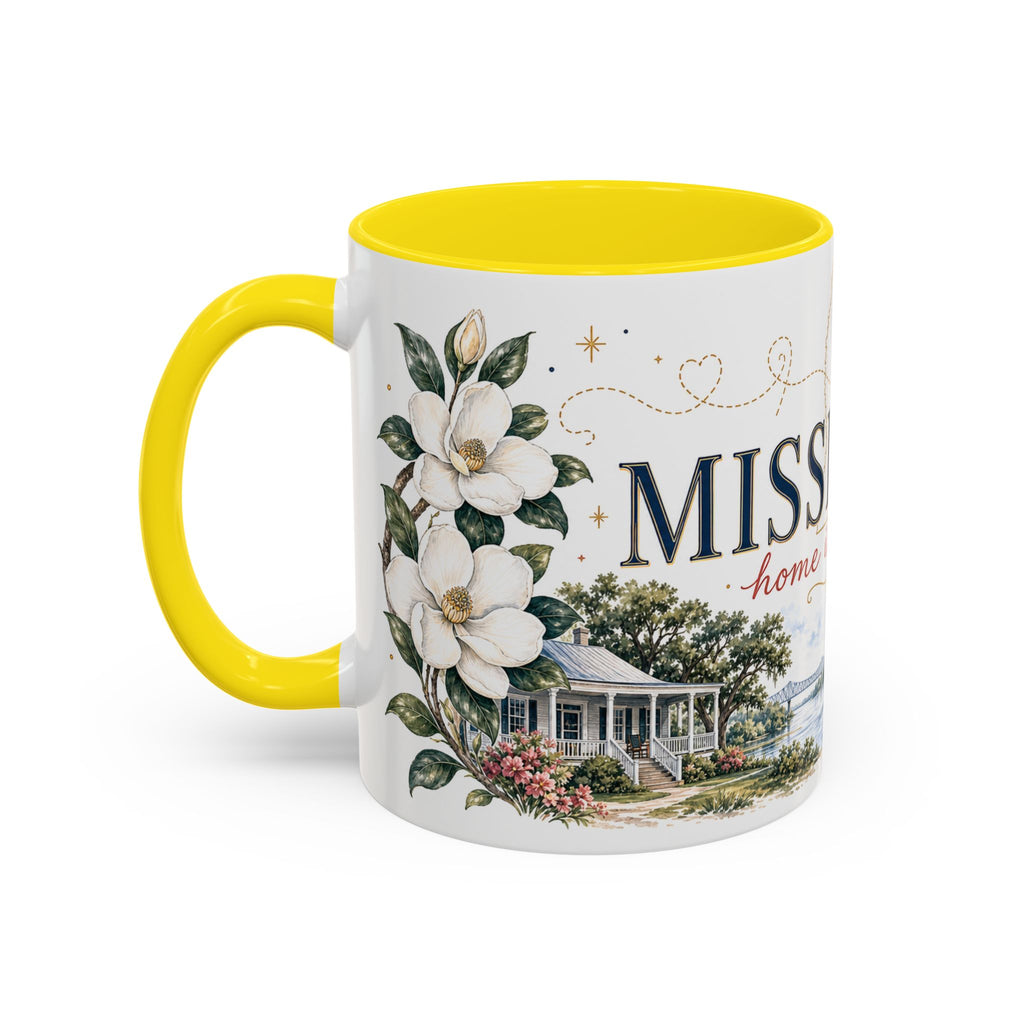 Mississippi State Map Mug | Moving Away, Homesick Gift | Botanical Accent Coffee Cup