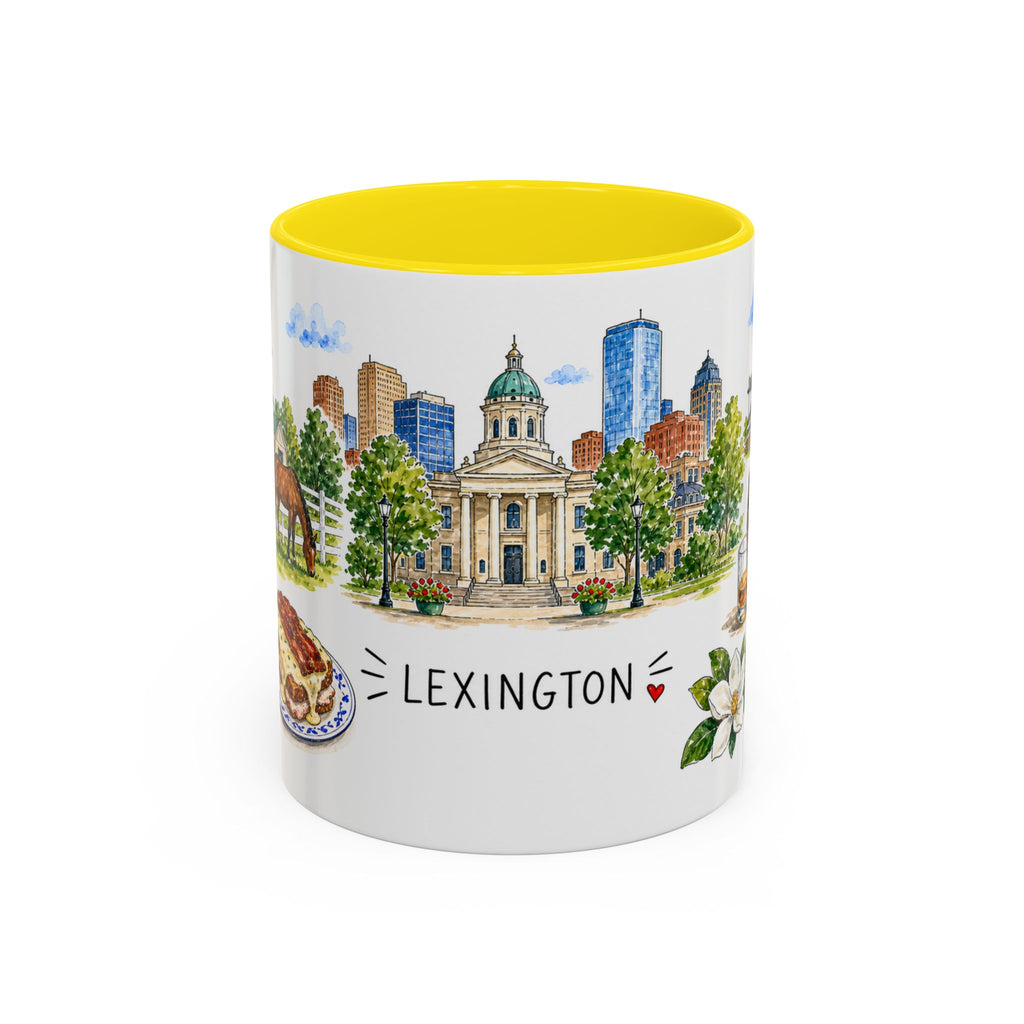 Lexington Illustrated Travel Mug | City Souvenir Accent Coffee Mug | 11oz 15oz Ceramic Cup