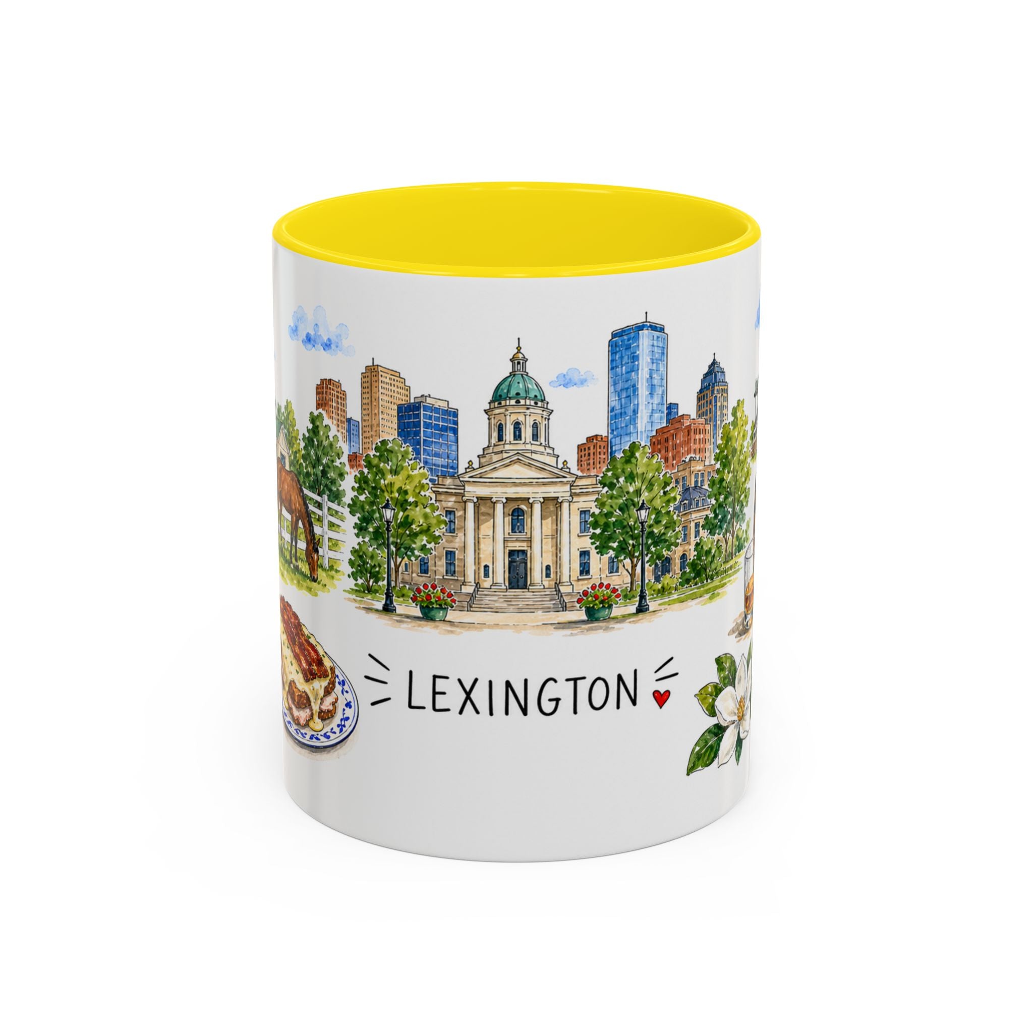 Lexington Illustrated Travel Mug | City Souvenir Accent Coffee Mug | 11oz 15oz Ceramic Cup