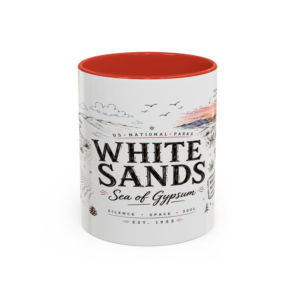 White Sands National Park Coffee Mug | New Mexico Desert Sand Dunes Gift | Accent Color Ceramic 11oz 15oz