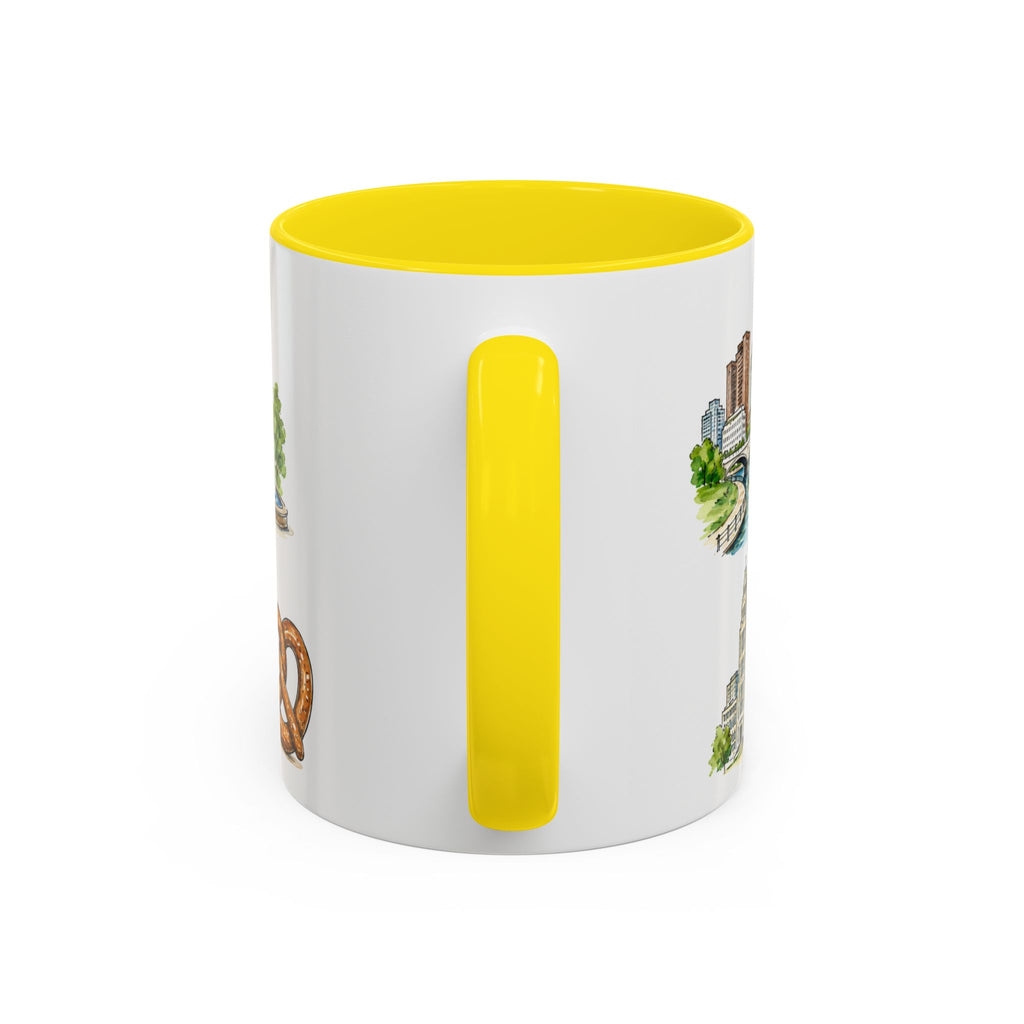 Columbus Illustrated Travel Mug | City Souvenir Accent Coffee Mug | 11oz 15oz Ceramic Cup