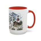 Swiss Alps Coffee Mug | Travel Destination Souvenir Gift | Accent Color Ceramic 11oz 15oz
