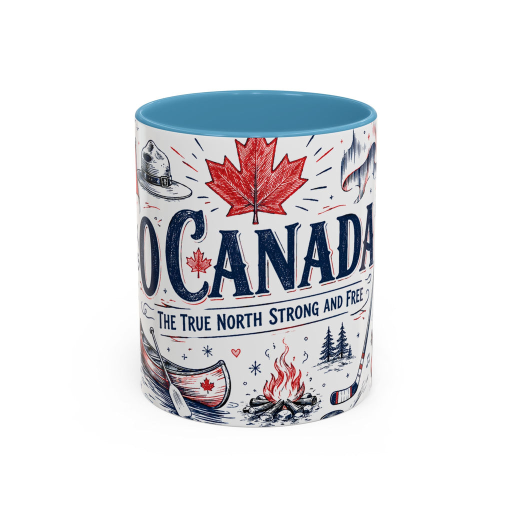 O Canada True North Coffee Mug | Canadian Pride Gift | Accent Color Ceramic 11oz 15oz