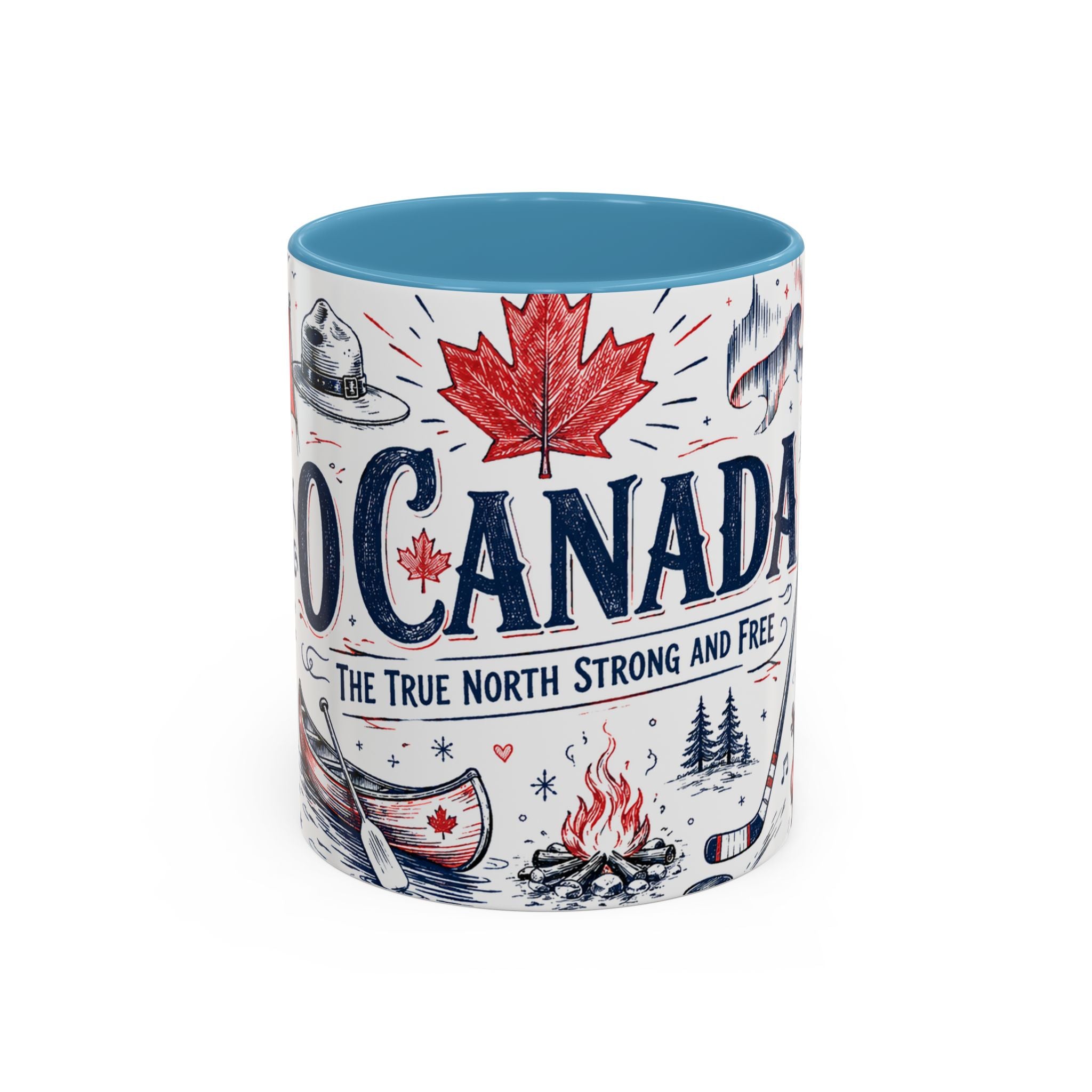 O Canada True North Coffee Mug | Canadian Pride Gift | Accent Color Ceramic 11oz 15oz