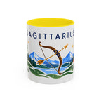 Sagittarius Zodiac Coffee Mug | Bow and Arrow Design | Astrology Birthday Gift | 11 oz 15 oz Ceramic Accent Mug
