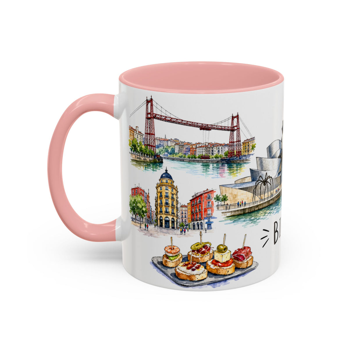 Bilbao Illustrated Travel Mug | City Souvenir Accent Coffee Mug | 11oz 15oz Ceramic Cup