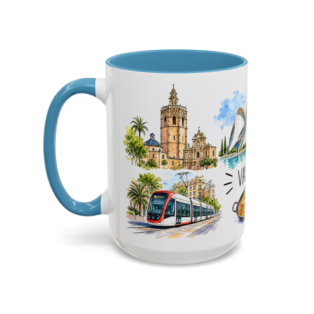 Valencia Illustrated Travel Mug | City Souvenir Accent Coffee Mug | 11oz 15oz Ceramic Cup