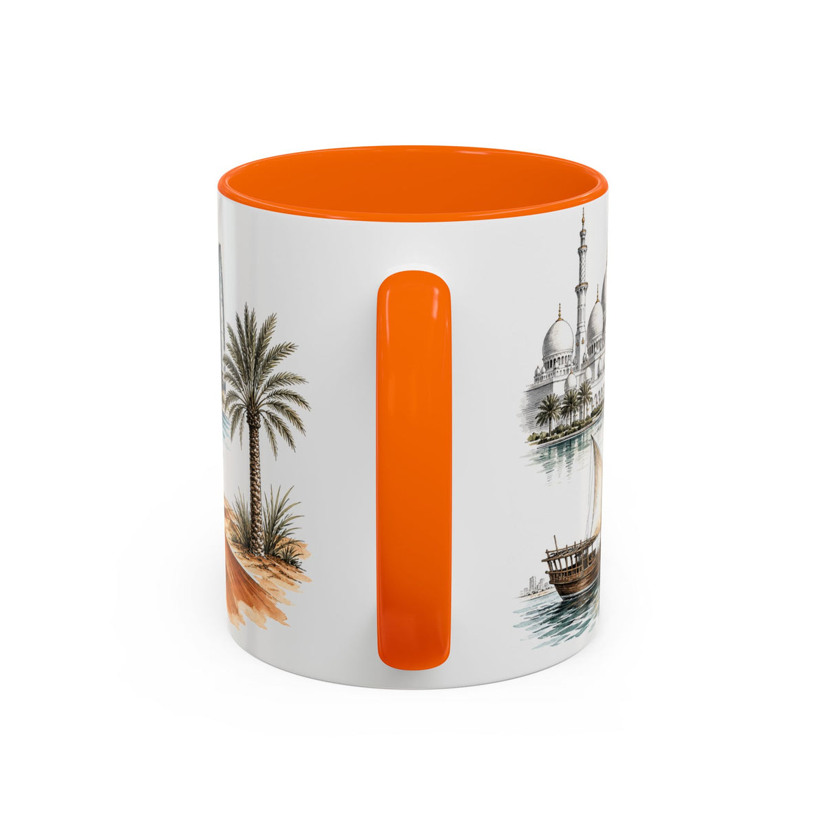 Abu Dhabi Coffee Mug | United Arab Emirates Travel Souvenir | Vintage Illustrated City Gift | 11 oz 15 oz Accent Mug