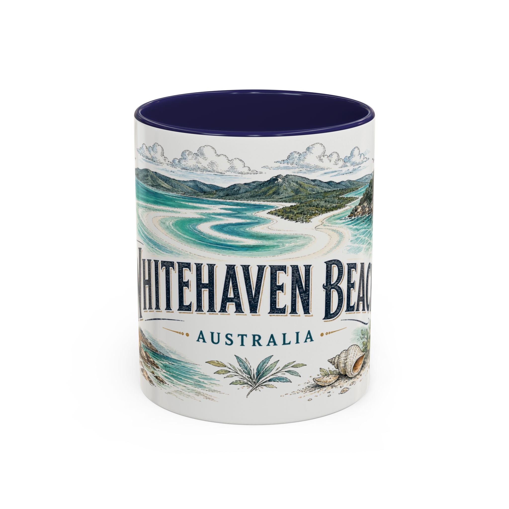 Whitehaven Beach Mug, Australia Travel Souvenir, Bucket List Gift, Accent Ceramic Coffee Mug 11oz 15oz