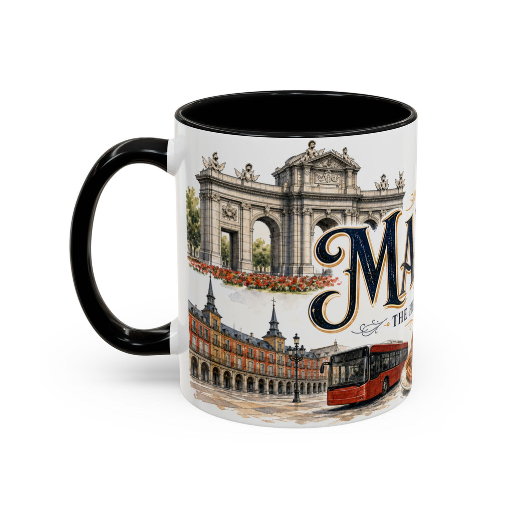 Madrid Coffee Mug | Spain Travel Souvenir | Vintage Illustrated City Gift | 11 oz 15 oz Accent Mug
