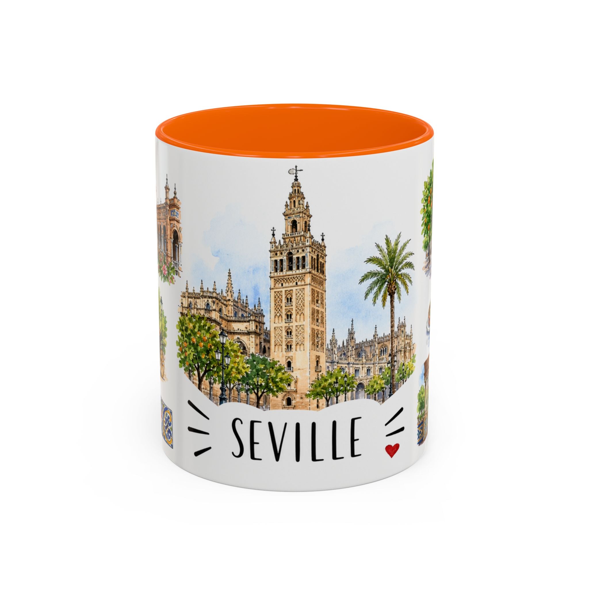 Seville Illustrated Travel Mug | City Souvenir Accent Coffee Mug | 11oz 15oz Ceramic Cup