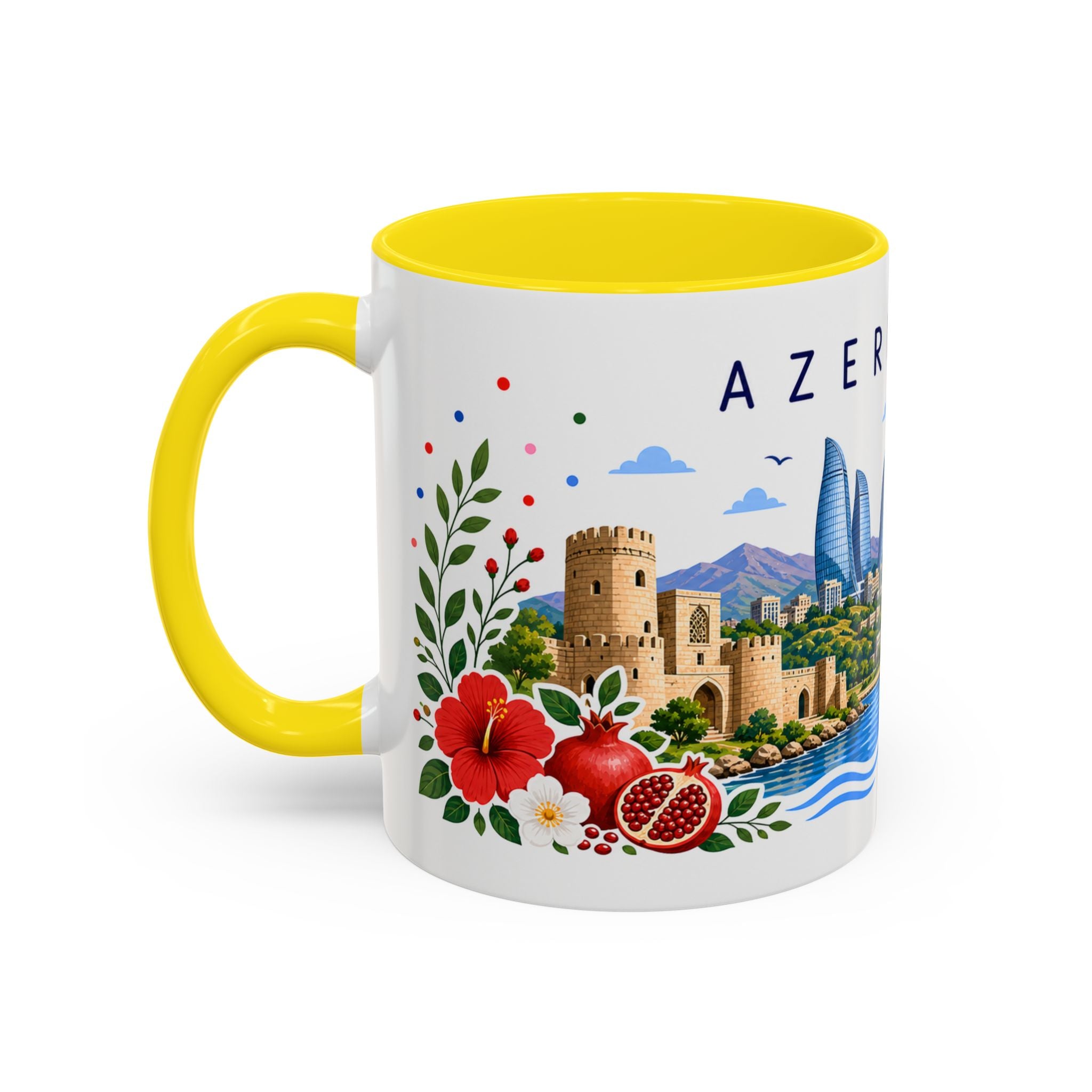 Azerbaijan Coffee Mug | Travel Souvenir Accent Mug | Place Gift Ceramic Cup 11oz 15oz