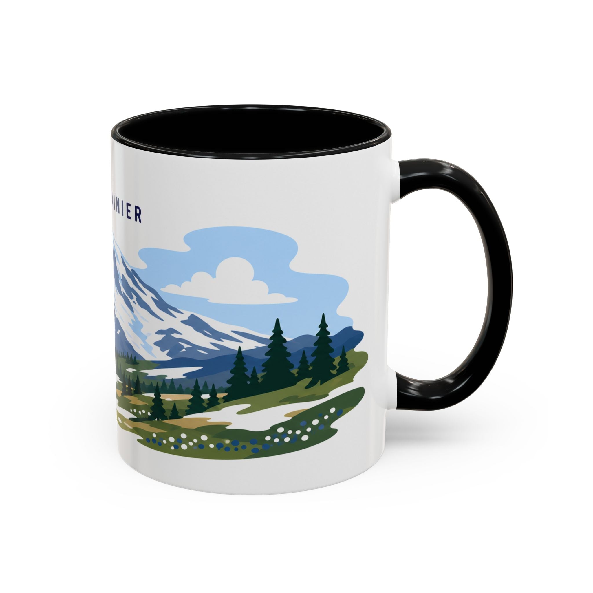 Mount Rainier National Park Coffee Mug | Solid Color Block Park Souvenir | 11oz 15oz Accent Mug