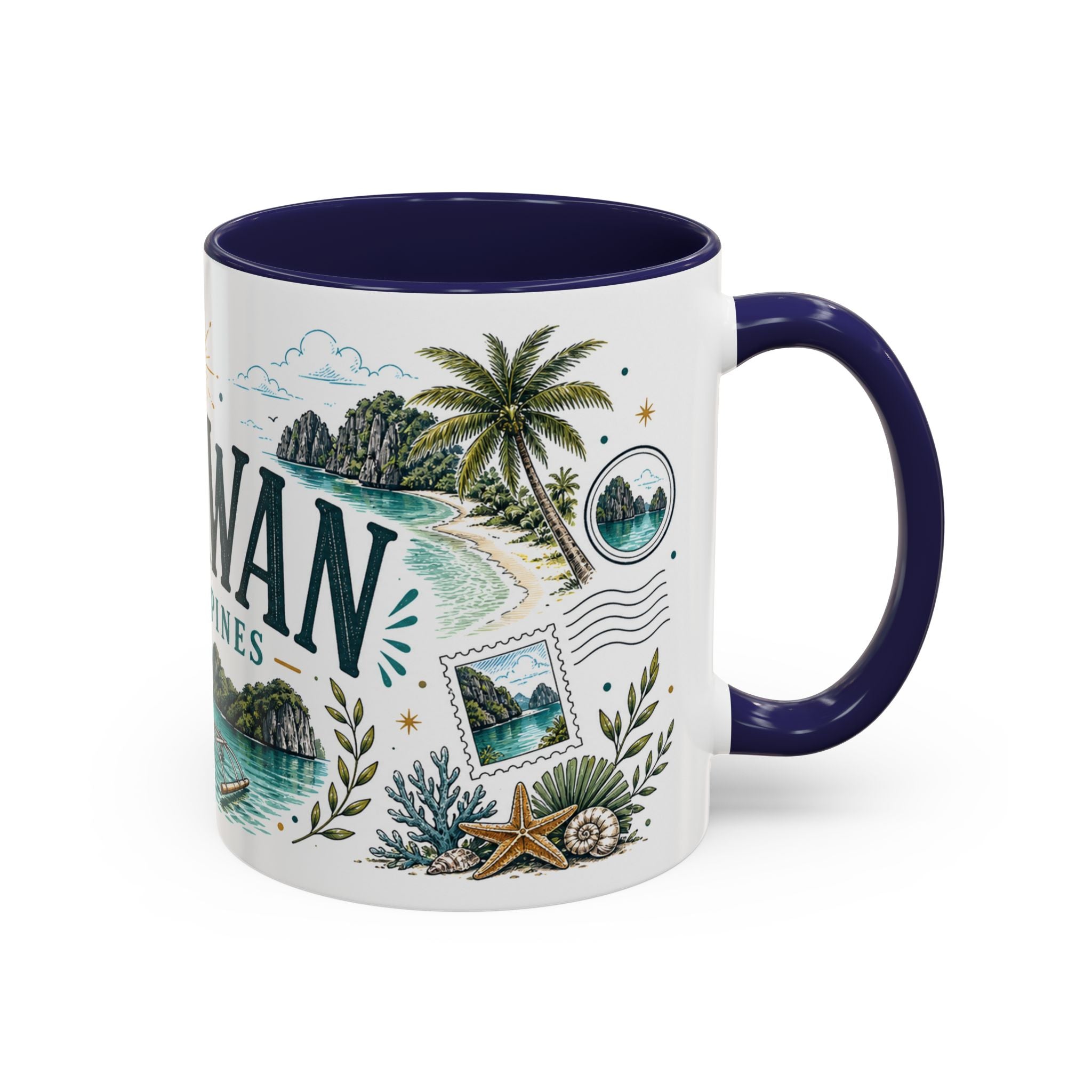 Palawan Coffee Mug | Travel Destination Souvenir Gift | Accent Color Ceramic 11oz 15oz