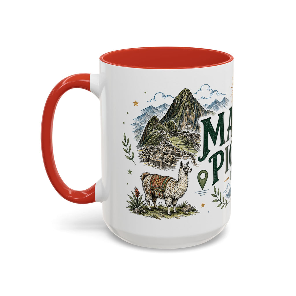 Machu Picchu Coffee Mug | Travel Destination Souvenir Gift | Accent Color Ceramic 11oz 15oz