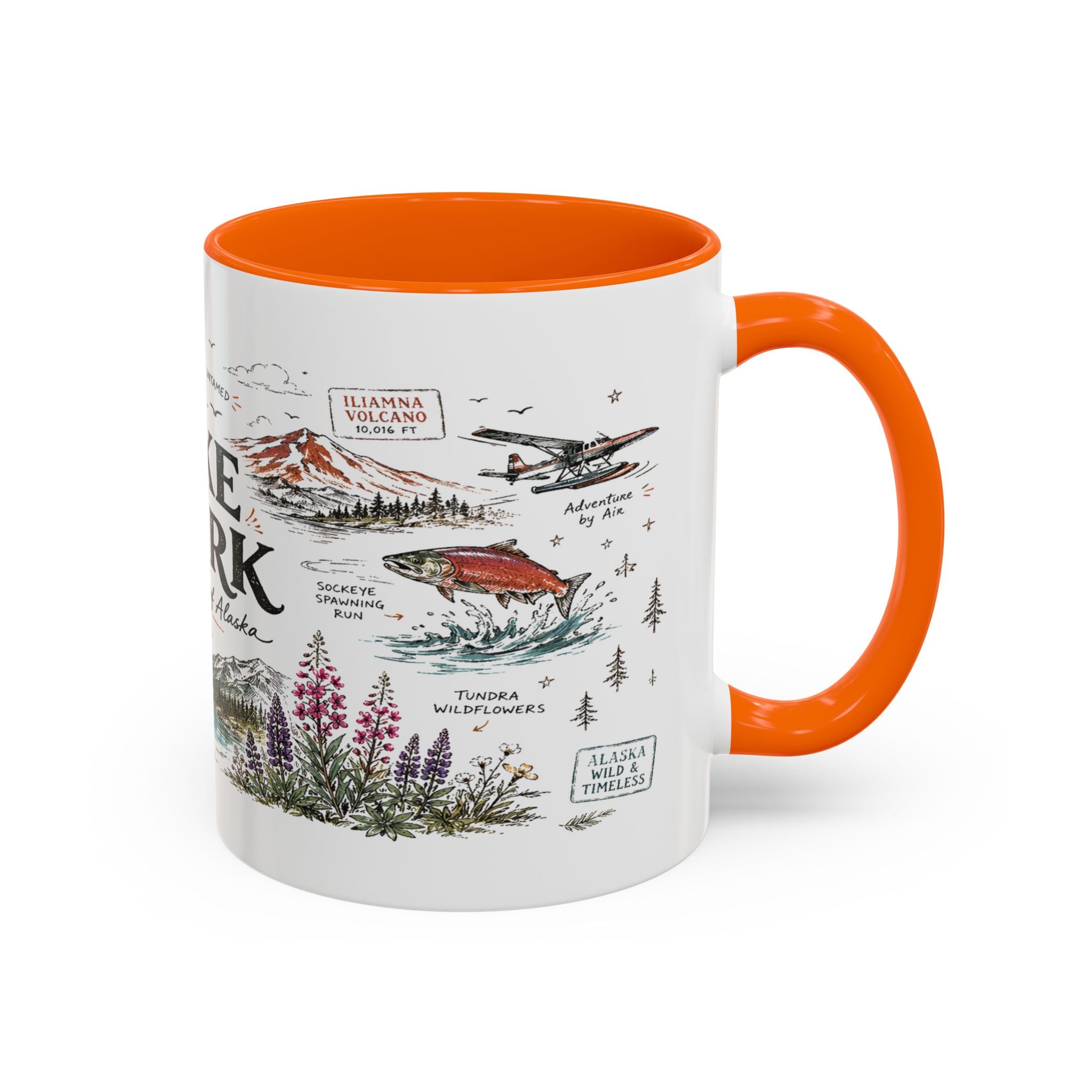 Lake Clark National Park Coffee Mug | Alaska Fly-in Wilderness Adventure Gift | Accent Color Ceramic 11oz 15oz