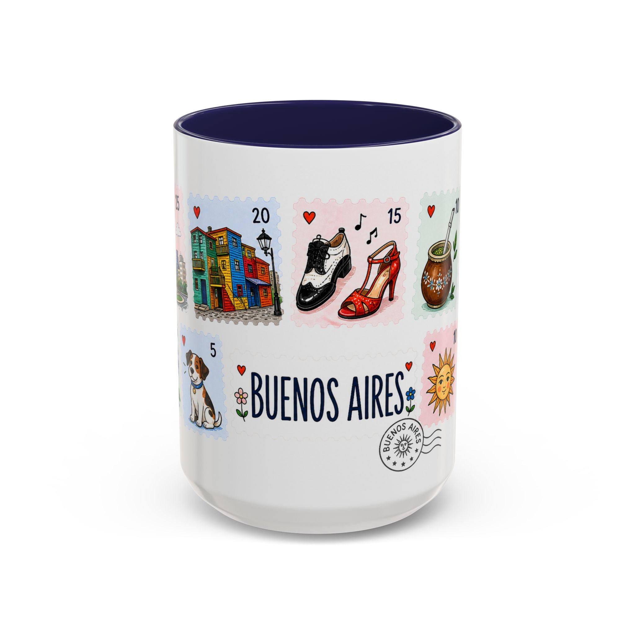 Buenos Aires Coffee Mug | Postage Stamp Collage Mug | Travel Souvenir Accent Cup 11oz 15oz