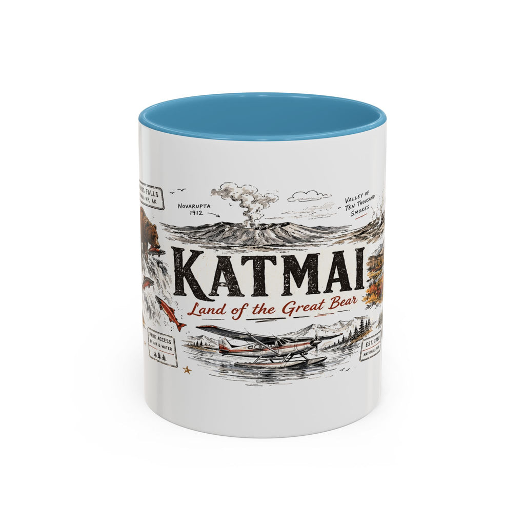 Katmai National Park Coffee Mug | Alaska Bear Watching Wildlife Gift | Accent Color Ceramic 11oz 15oz