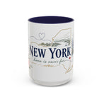 New York State Map Mug | Botanical Rose Accents, Long Distance Friendship Gift