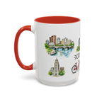 Columbus Illustrated Travel Mug | City Souvenir Accent Coffee Mug | 11oz 15oz Ceramic Cup