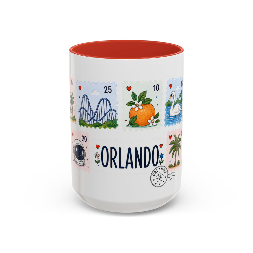 Orlando Coffee Mug | Postage Stamp Collage Mug | Travel Souvenir Accent Cup 11oz 15oz