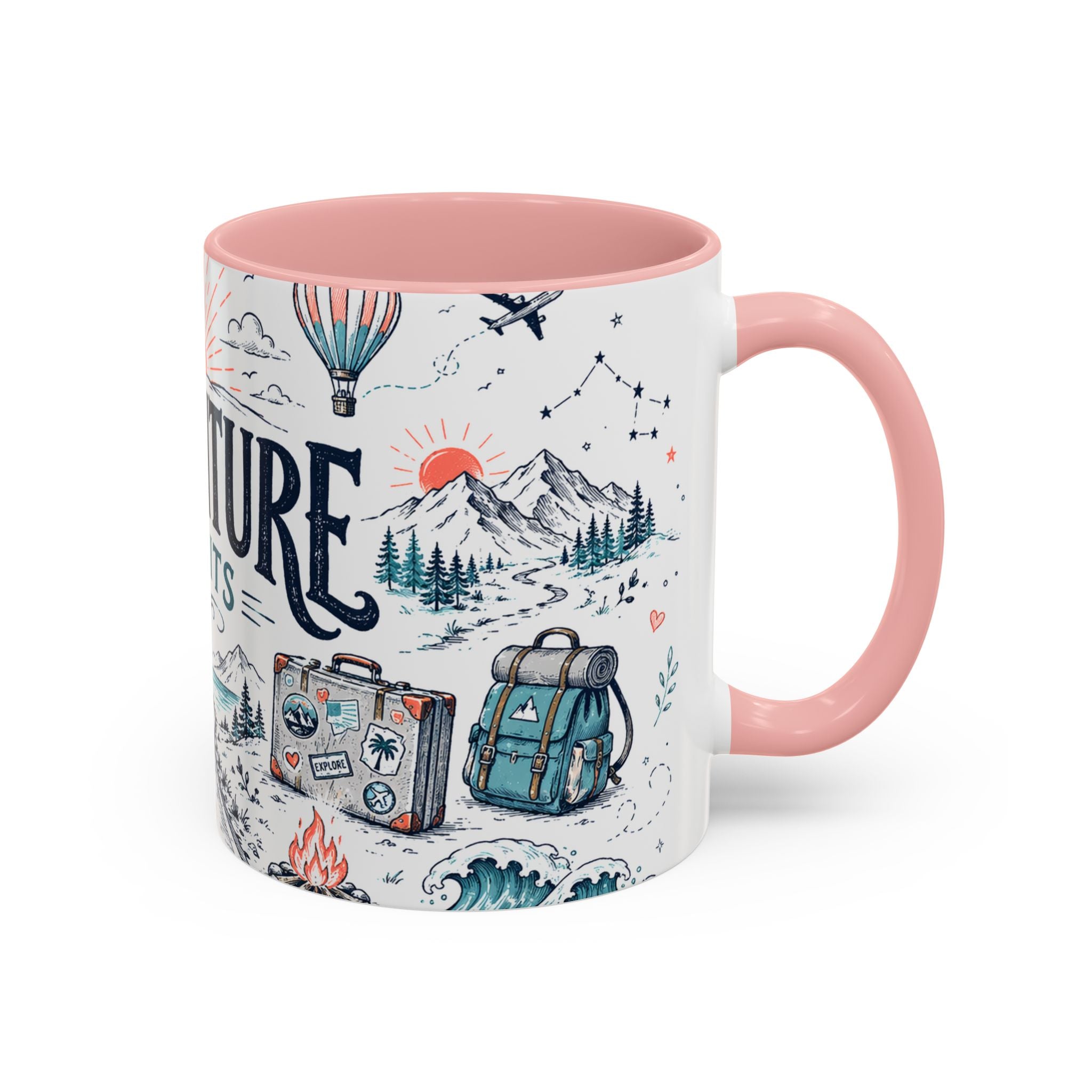 Adventure Awaits Coffee Mug | Class of 2026 Graduation Gift | Accent Color Ceramic 11oz 15oz