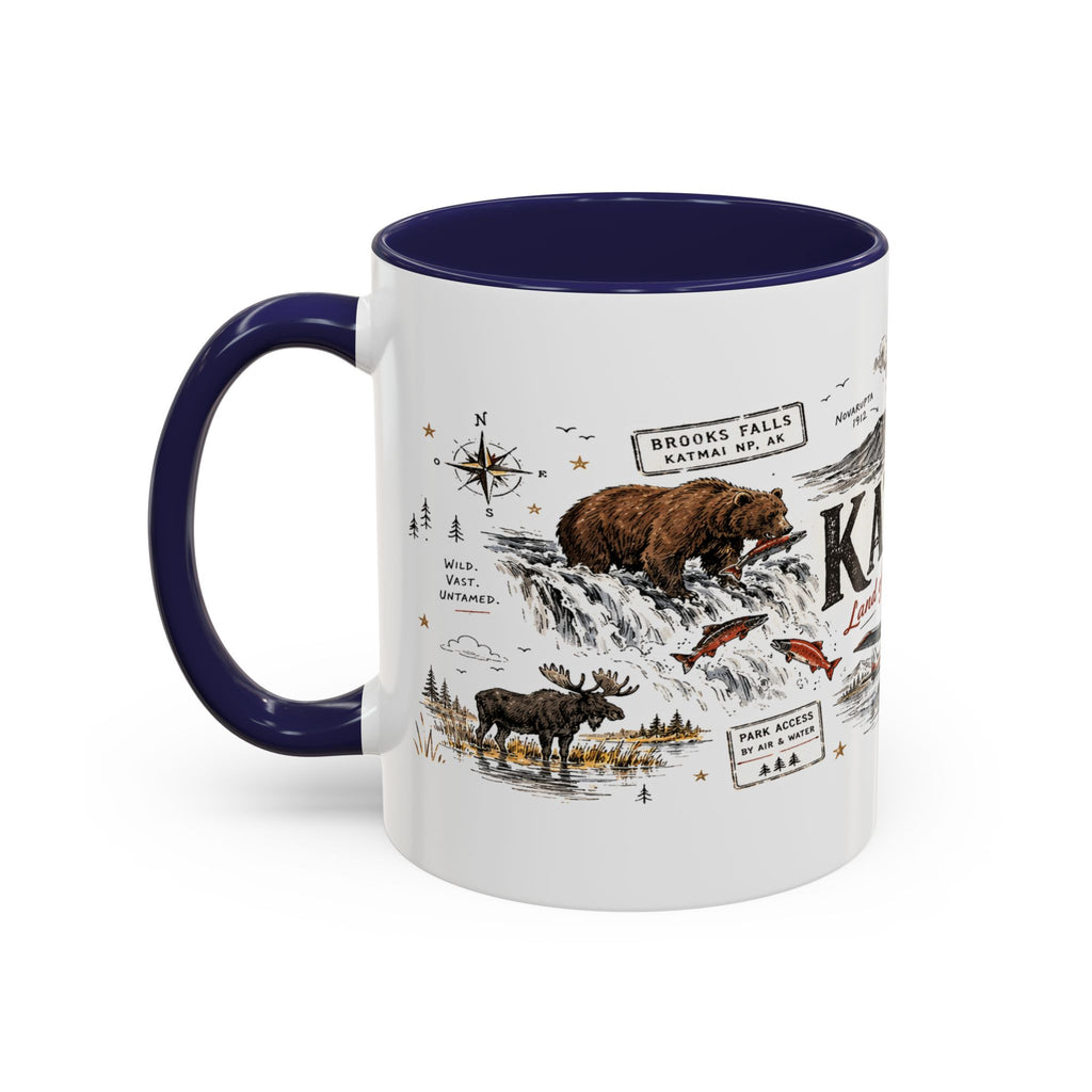 Katmai National Park Coffee Mug | Alaska Bear Watching Wildlife Gift | Accent Color Ceramic 11oz 15oz