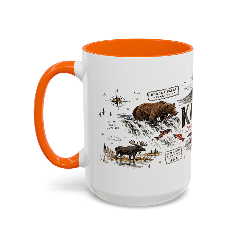 Katmai National Park Coffee Mug | Alaska Bear Watching Wildlife Gift | Accent Color Ceramic 11oz 15oz