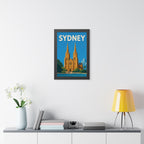Sydney Cathedral Australia Framed Poster | Vintage Travel Wall Art | Black Walnut White Frame | 16x24 20x30