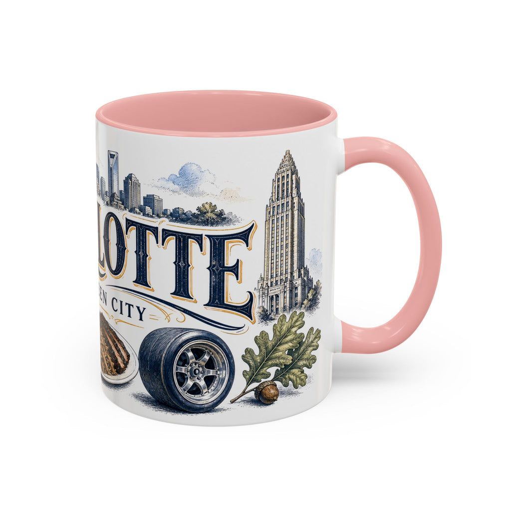 Charlotte Coffee Mug | United States Travel Souvenir | Vintage Illustrated City Gift | 11 oz 15 oz Accent Mug