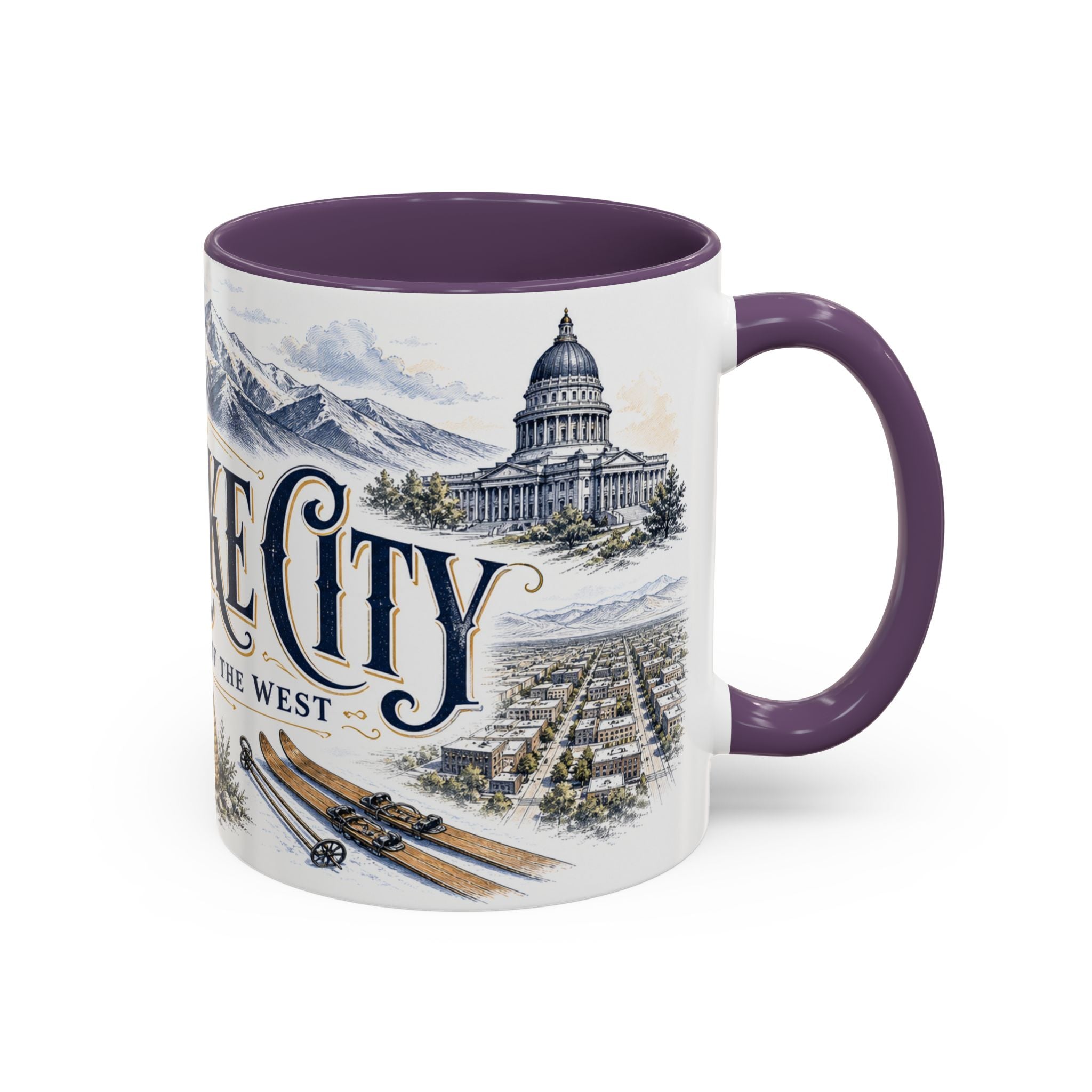 Salt Lake City Coffee Mug | United States Travel Souvenir | Vintage Illustrated City Gift | 11 oz 15 oz Accent Mug