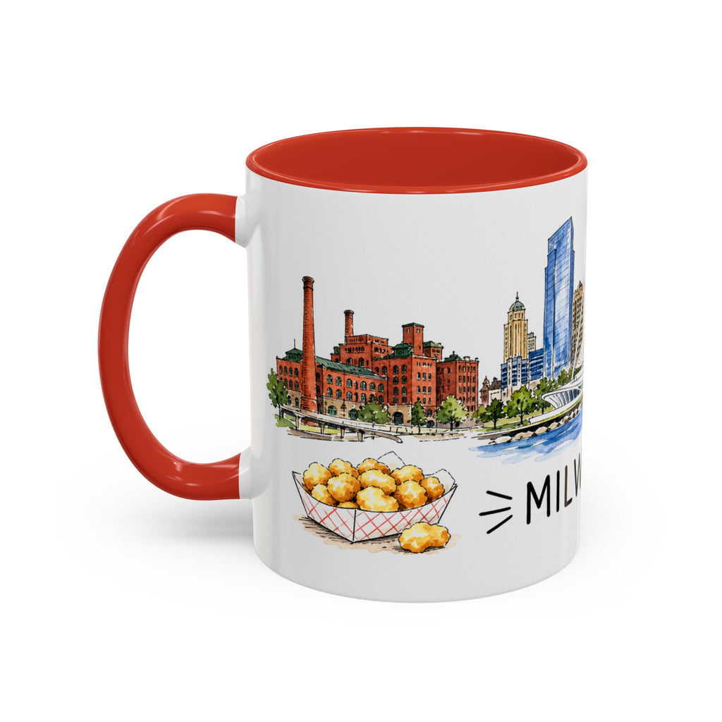 Milwaukee Illustrated Travel Mug | City Souvenir Accent Coffee Mug | 11oz 15oz Ceramic Cup