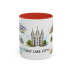 Salt Lake City Illustrated Travel Mug | City Souvenir Accent Coffee Mug | 11oz 15oz Ceramic Cup