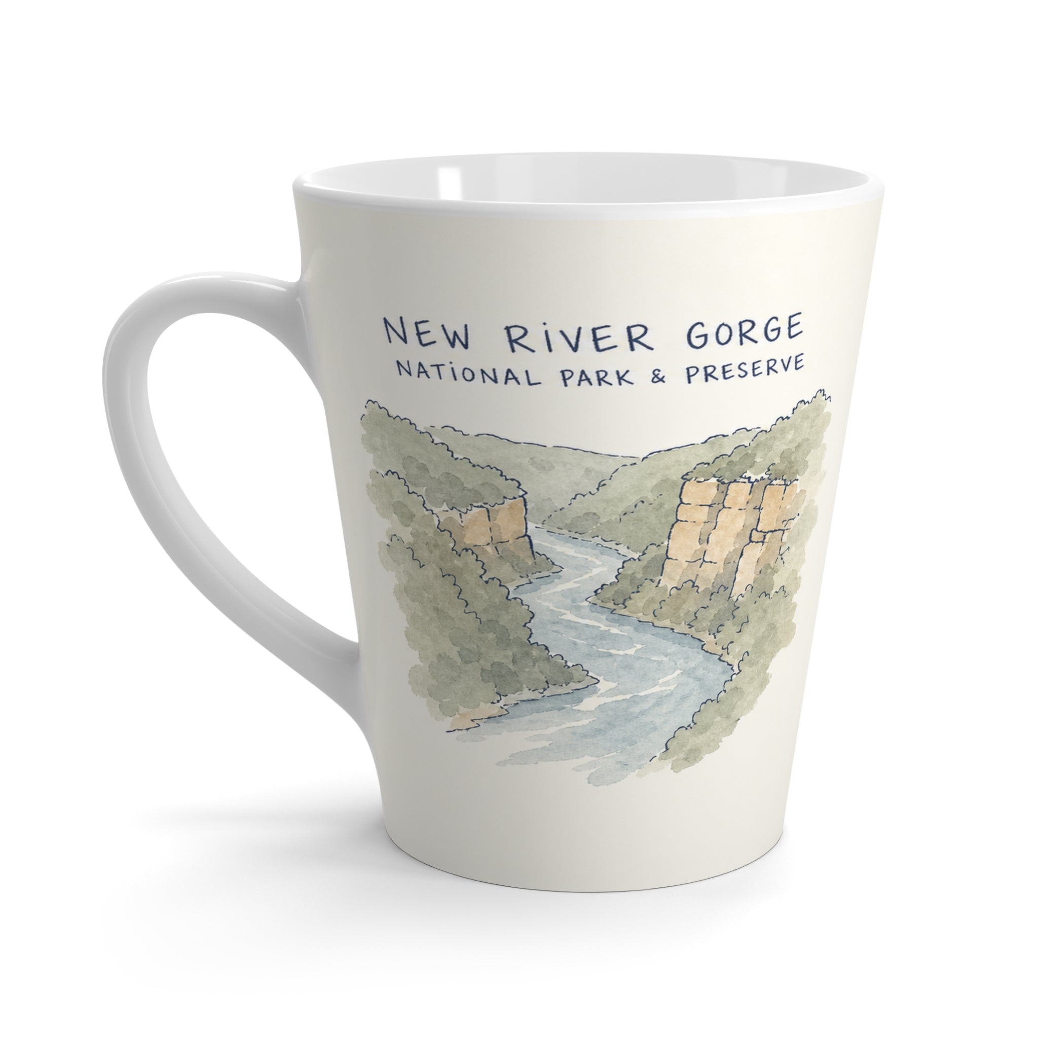 New River Gorge National Park Latte Mug | Pastel Watercolor Nature Coffee Cup | 12 oz Travel Souvenir Gift