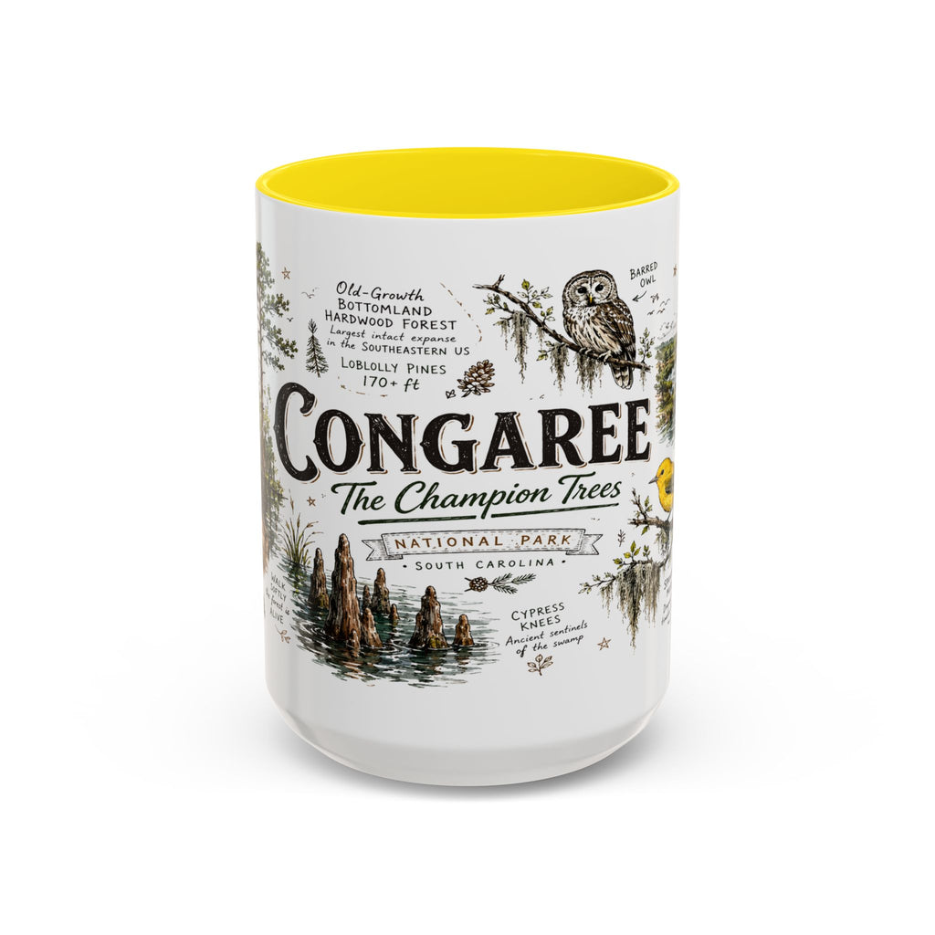 Congaree National Park Coffee Mug | South Carolina Forest Floodplain Gift | Accent Color Ceramic 11oz 15oz